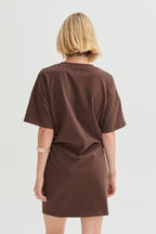 Mini-robe froncée à manches coudes