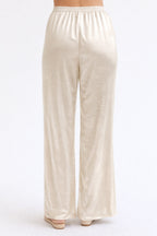 Pantalon en satin à enfiler Coupe droite décontractée Taille élastique Femme