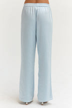 Pantalon en satin à enfiler Coupe droite décontractée Taille élastique Femme
