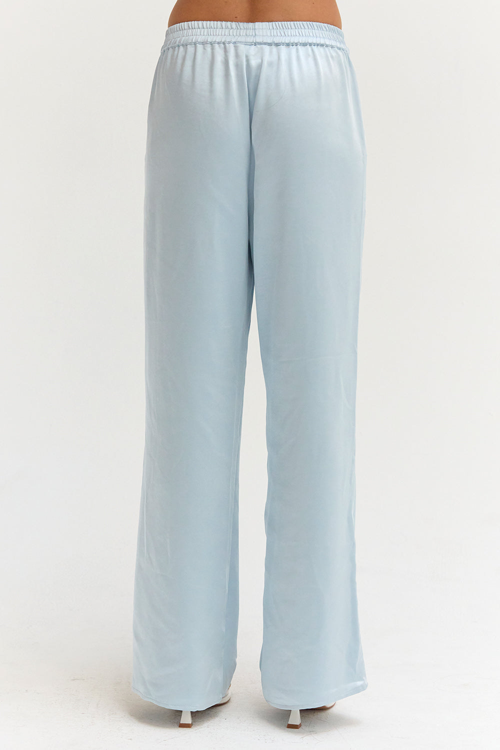 Pantalon en satin à enfiler Coupe droite décontractée Taille élastique Femme