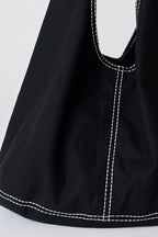 Sac à bandoulière hobo oversize en mélange de coton et de lin avec surpiqûres contrastantes