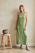 Robe nuisette en cupro à torsade au dos