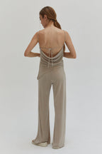 Pantalon ample en maille fluide à taille haute
