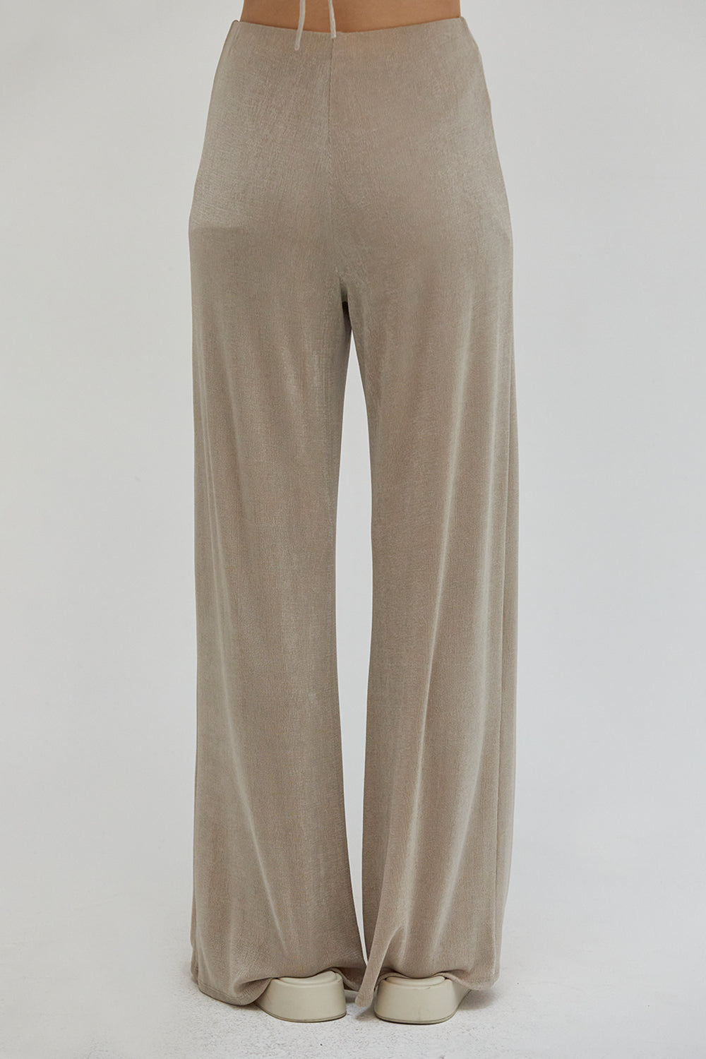 Pantalon ample en maille fluide à taille haute