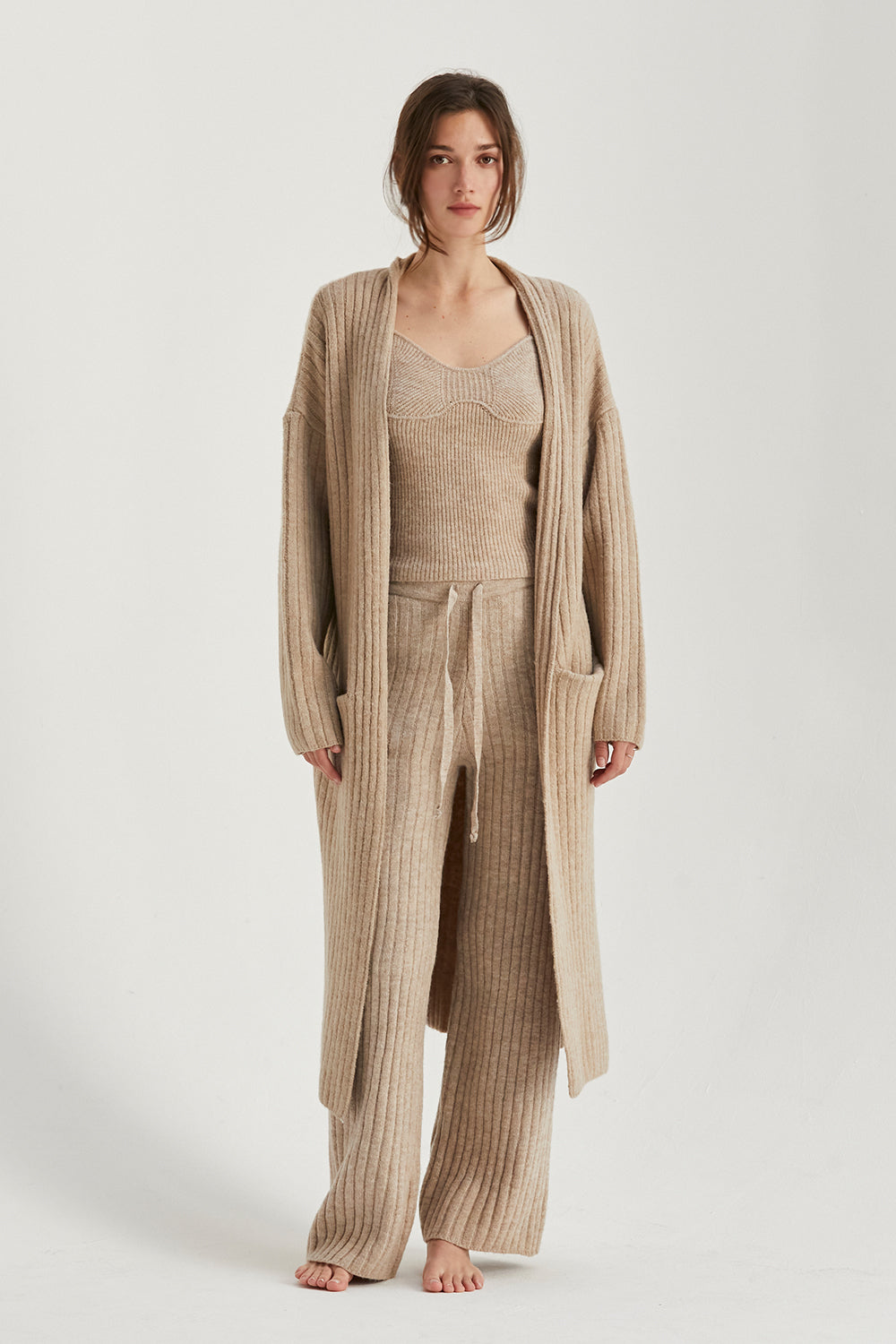 Pantalon pull côtelé ambre