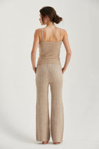Pantalon pull côtelé ambre