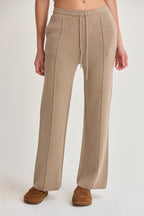 Pantalon large en tricot doux avec cordon de serrage à la taille