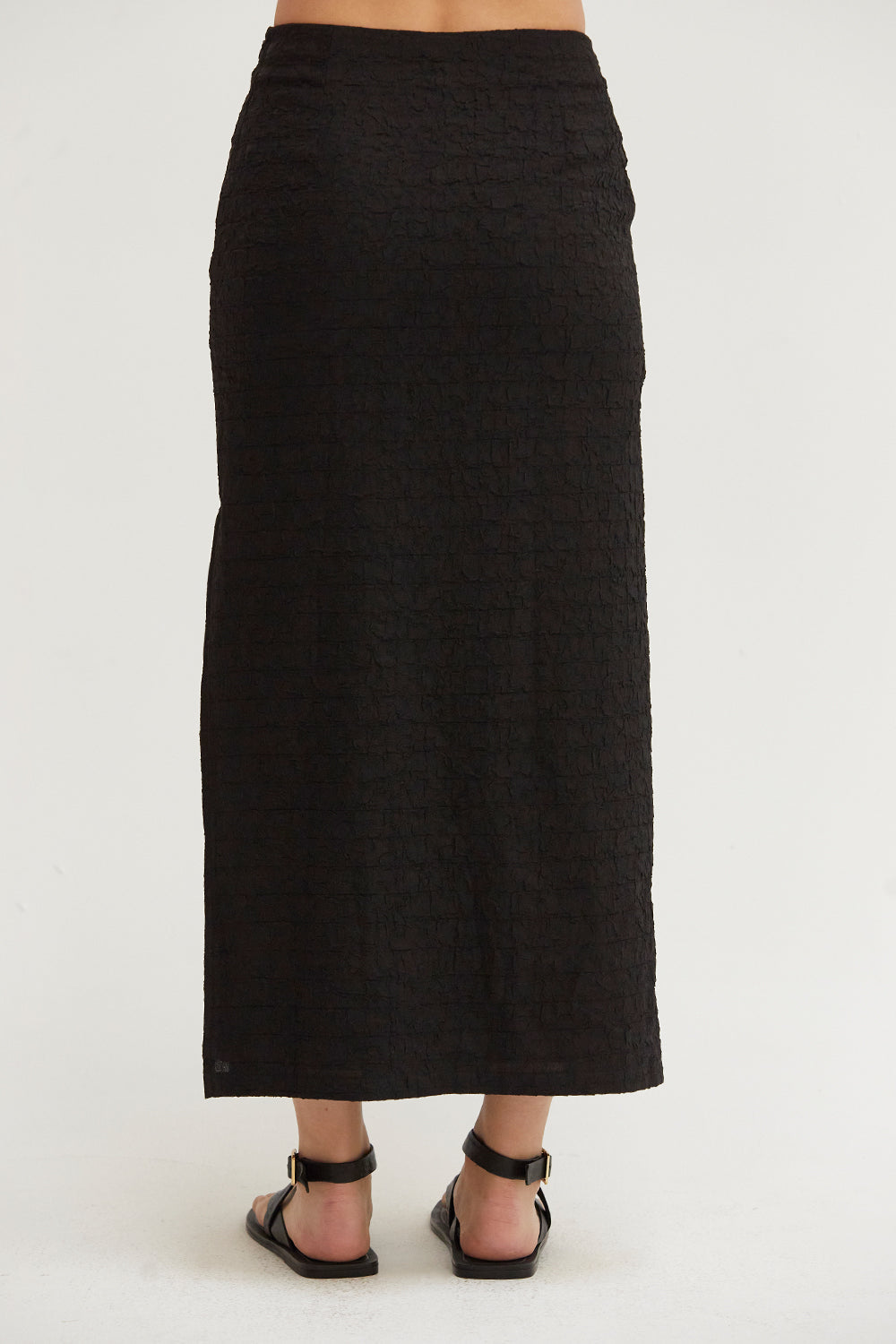 Jupe mi-longue Demi Zipper Tissée Texturée Fendue Doublée