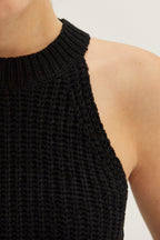 Débardeur en maille sans manches à col licou