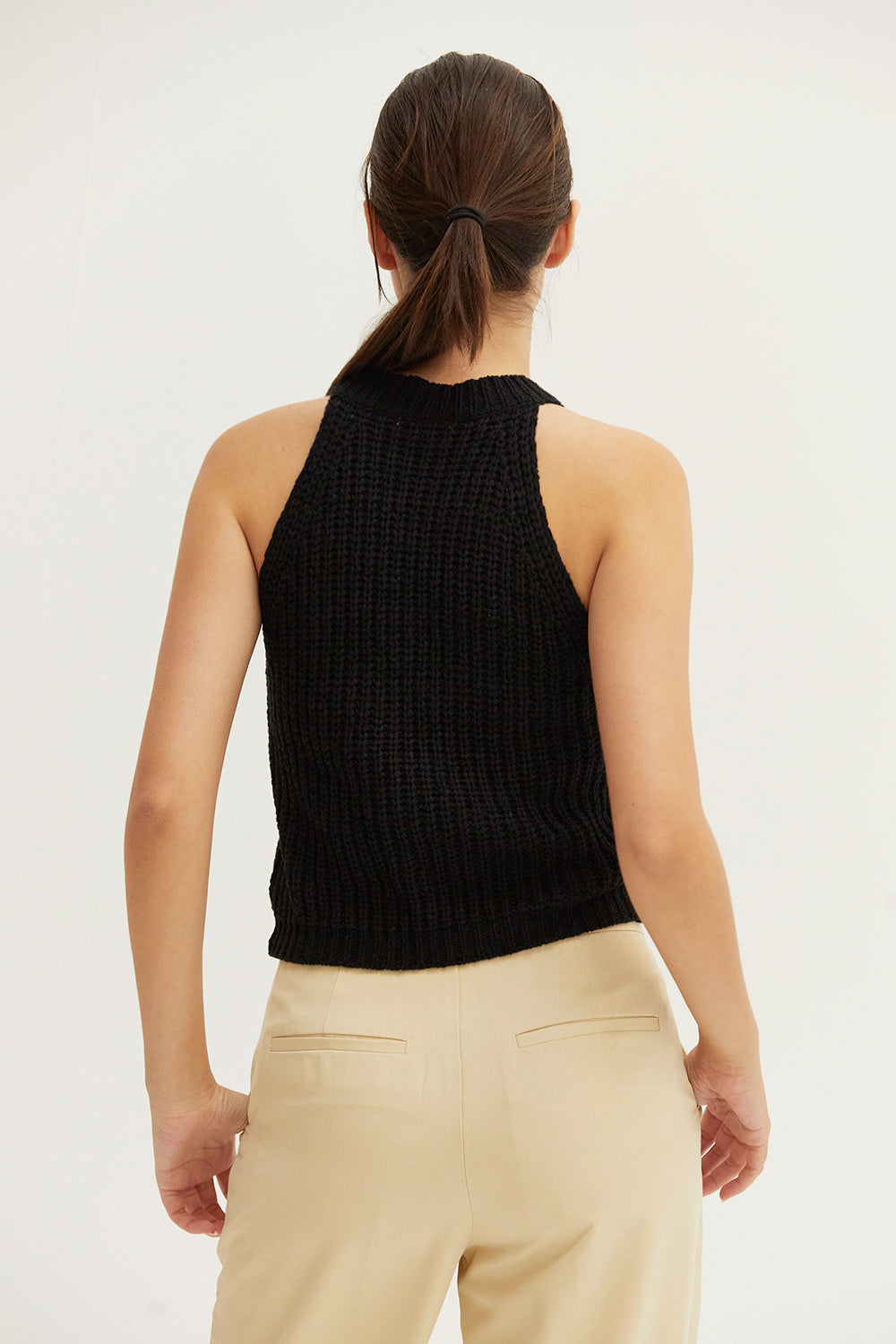 Débardeur en maille sans manches à col licou