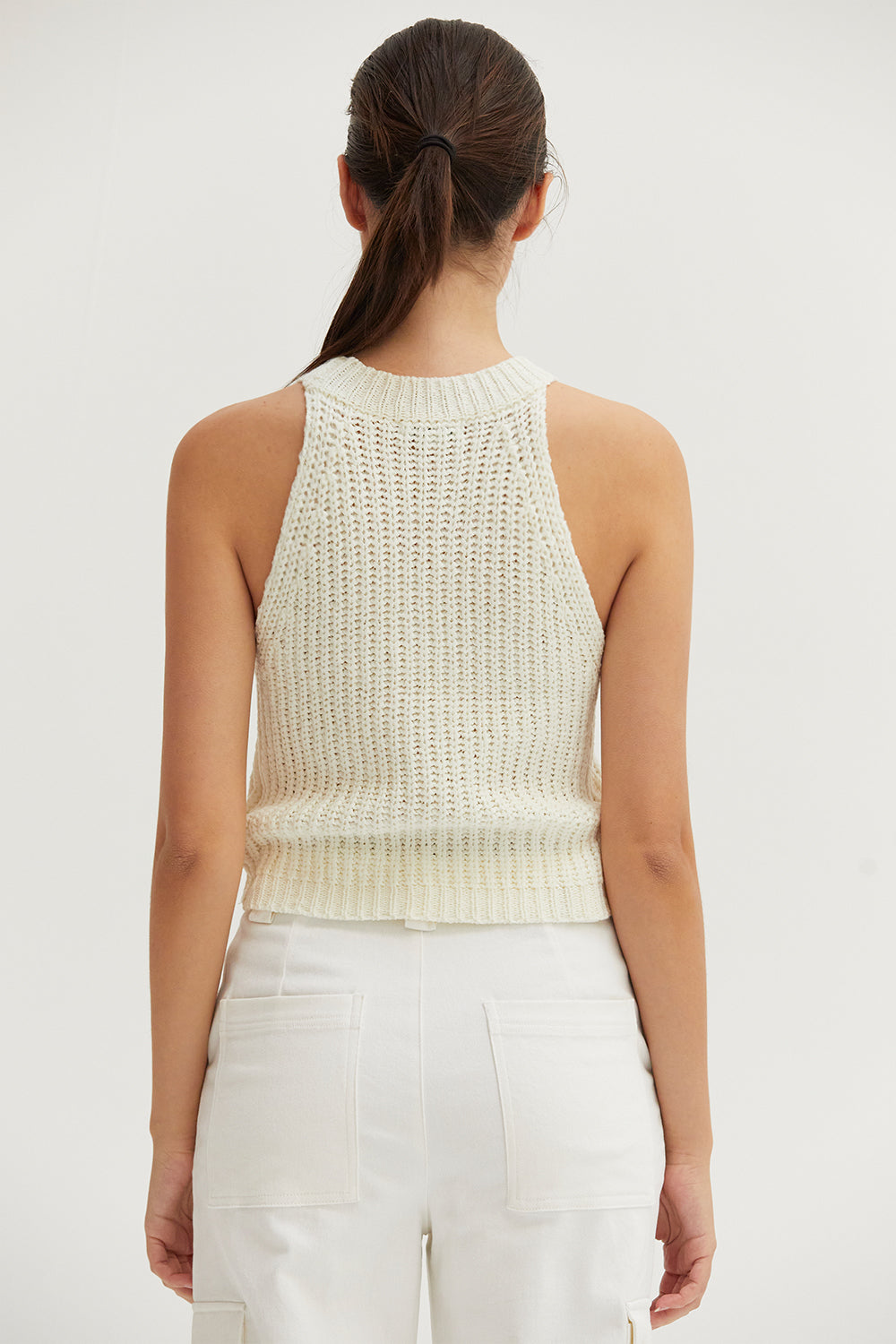 Débardeur en maille sans manches à col licou