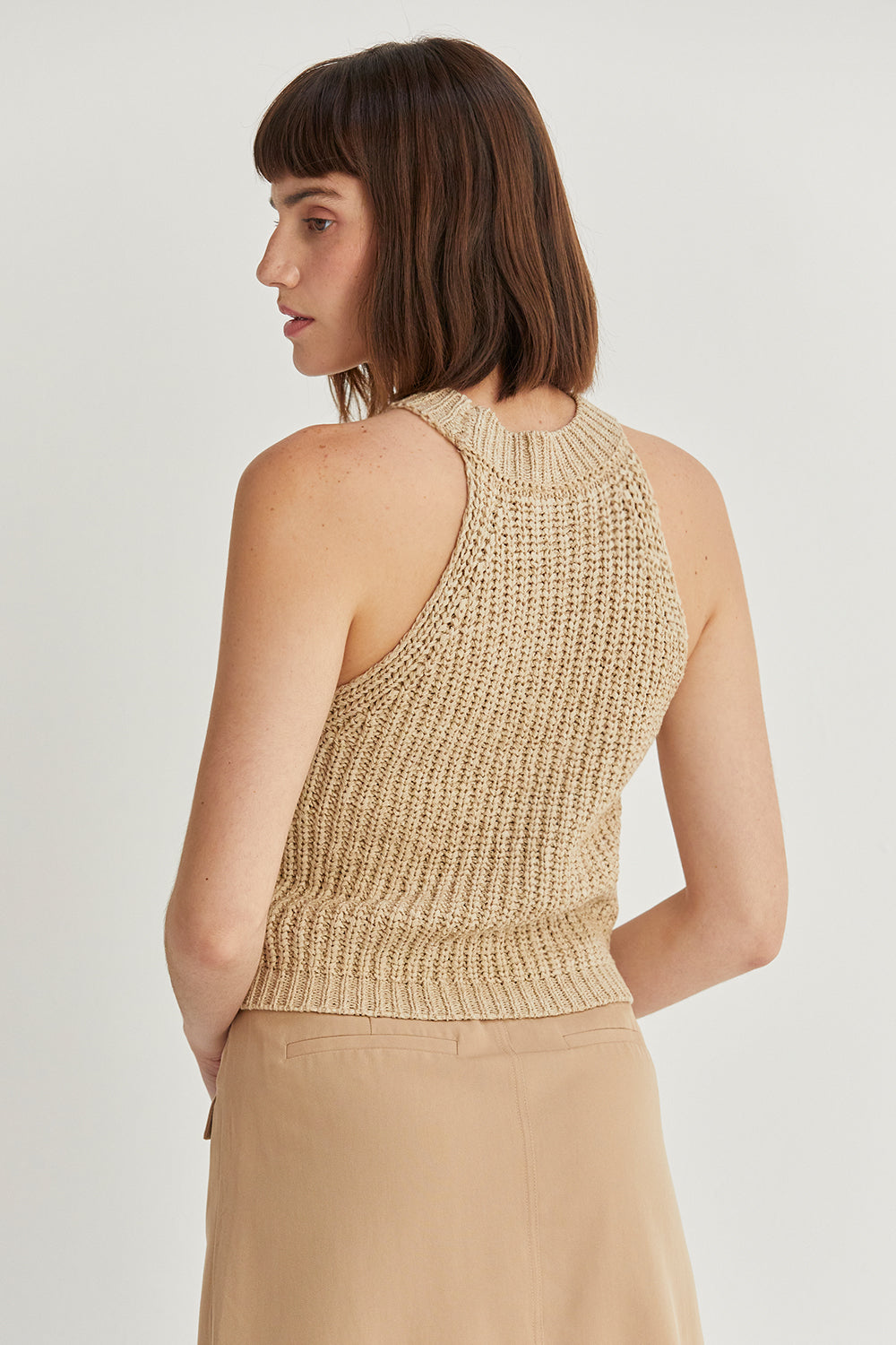 Débardeur en maille sans manches à col licou