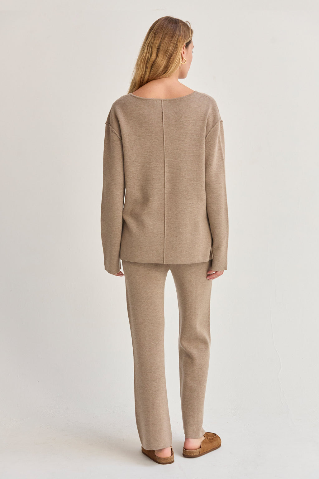 Pantalon large en tricot doux avec cordon de serrage à la taille