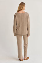 Pantalon large en tricot doux avec cordon de serrage à la taille