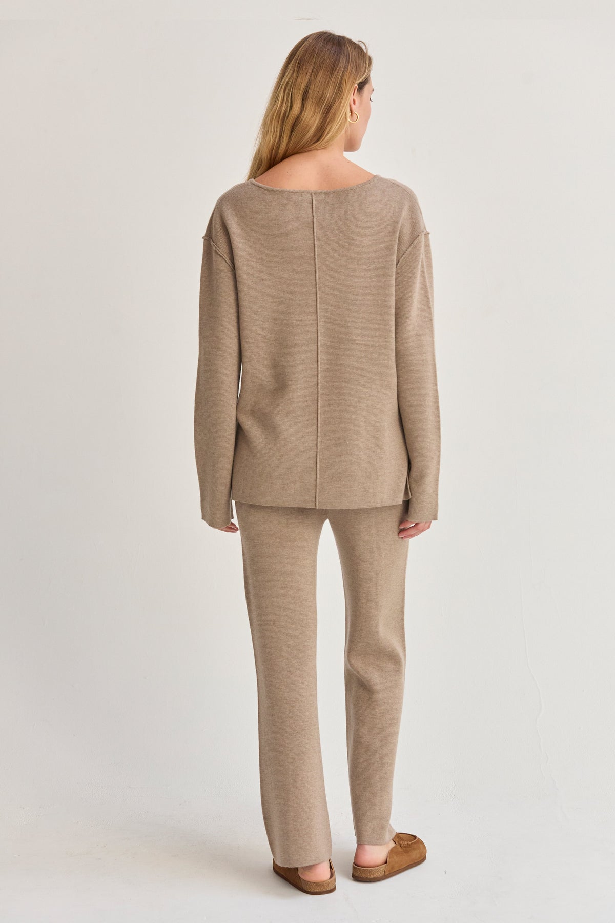 Pantalon large en tricot doux avec cordon de serrage à la taille