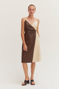 Robe midi portefeuille en techniques mixtes