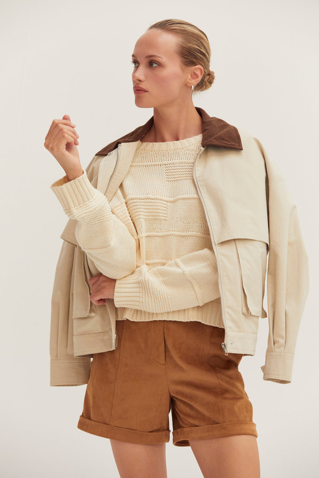 Pull en maille texturé à rayures, col bateau, manches longues, coupe décontractée