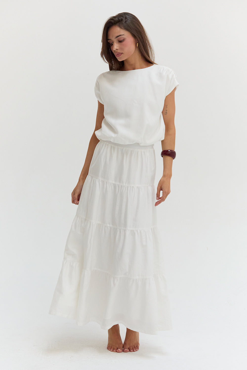 Jupe longue étagée en Tencel Daisy