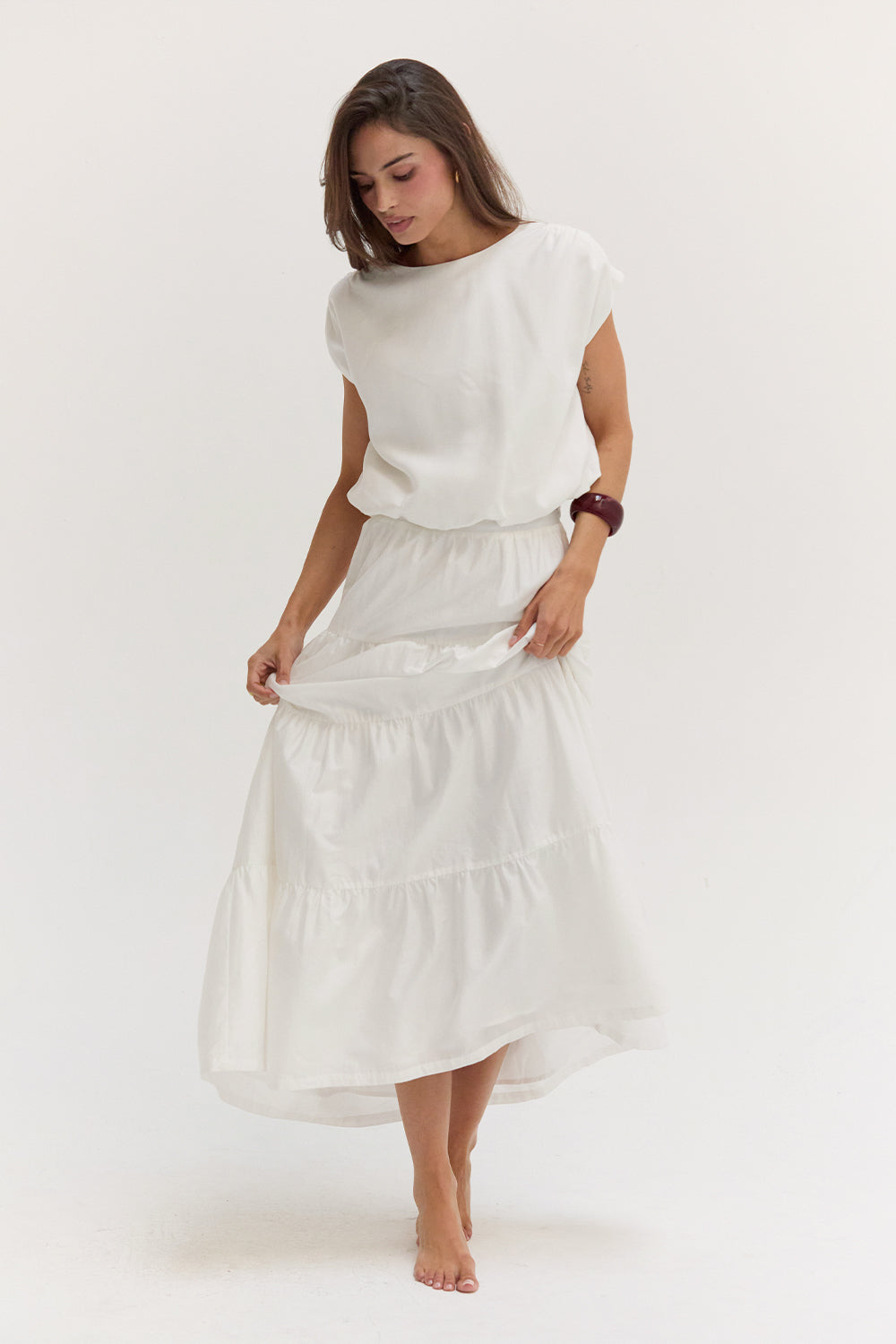 Jupe longue étagée en Tencel Daisy