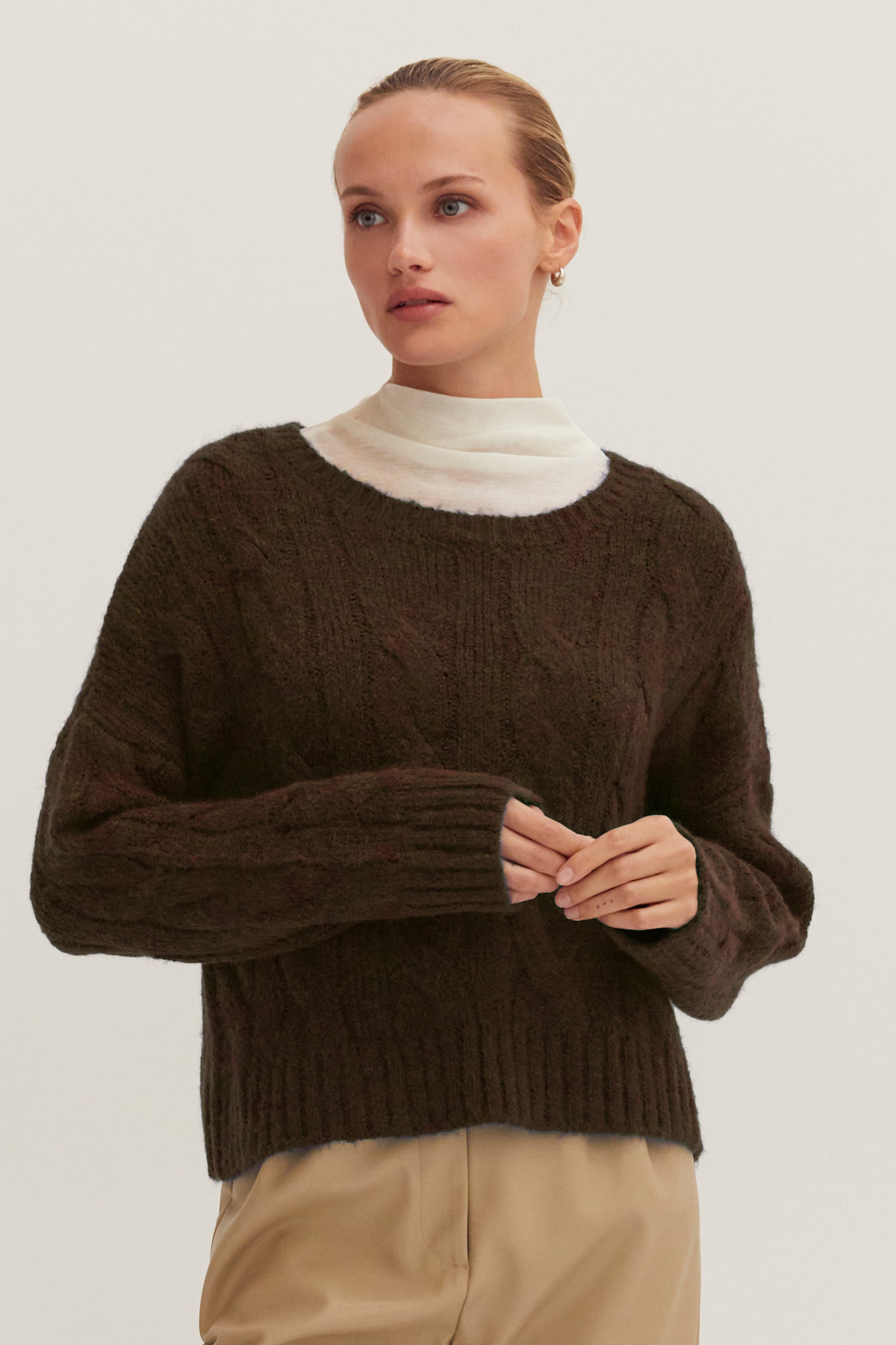 Pull en maille torsadée