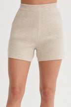 Ensemble gilet et short en maille jacquard, coloris avoine