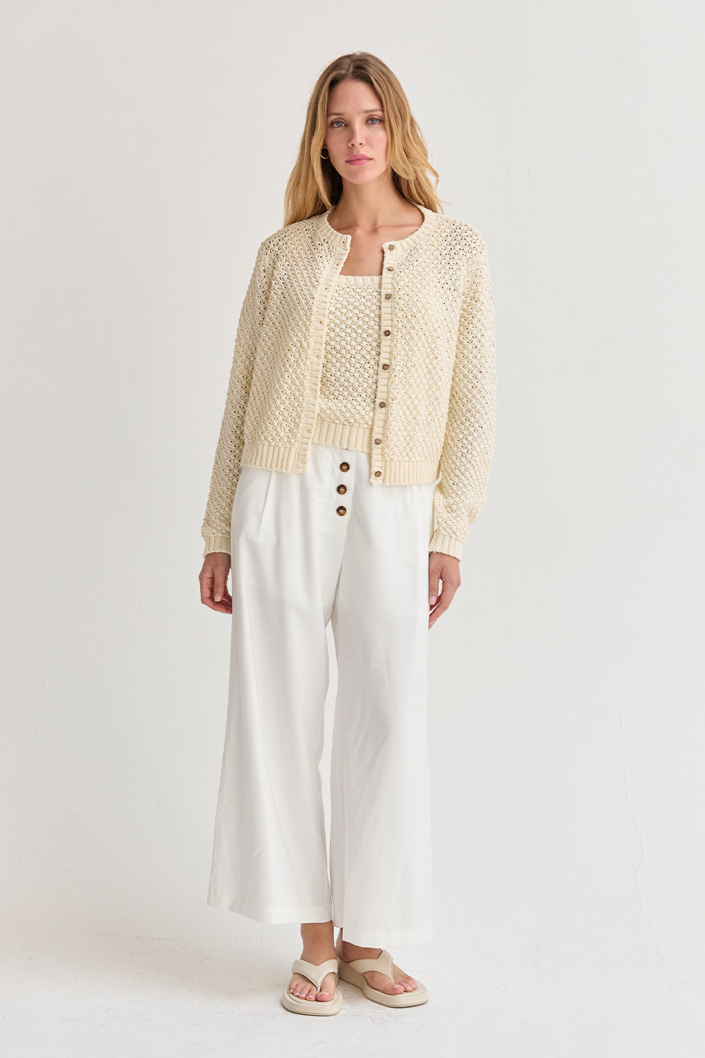 Ensemble gilet et débardeur en maille tressée