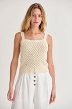 Ensemble gilet et débardeur en maille tressée