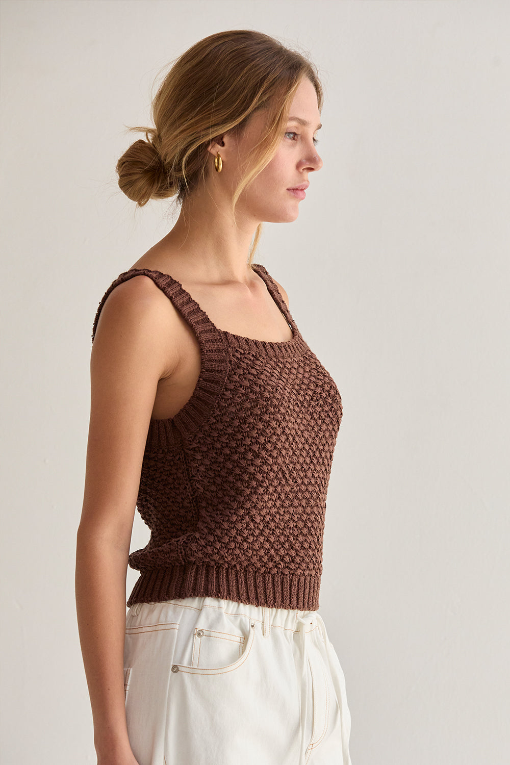 Ensemble gilet et débardeur en maille tressée